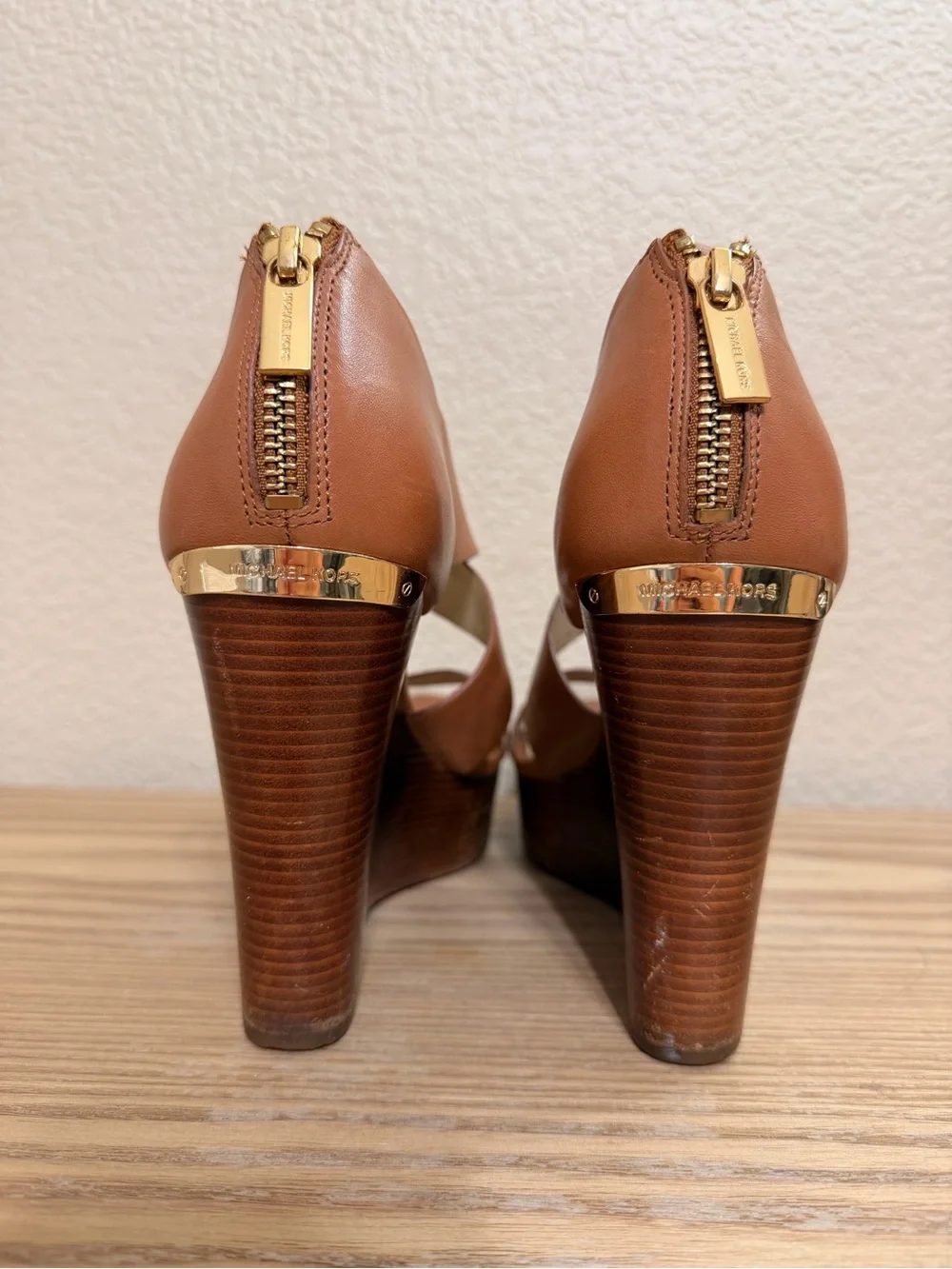 Michael Kors Leather Platform Wedges size 8